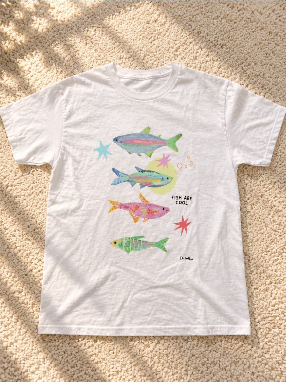 Fish Are Cool Graphic T-Shirt White Unisex Tee